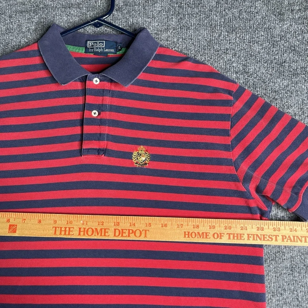 Vintage Polo Ralph Lauren Cookie Crest Polo Shirt Men's Large Rugby Striped Logo